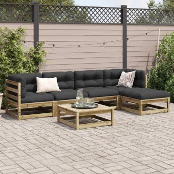6-tlg. Garten-Sofagarnitur mit Kissen Kiefernholz Imprägniert