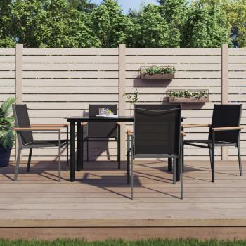 ARDEBO.de - Gartenstühle 4 Stk. Schwarz 55x61,5x90 cm Textilene und Stahl