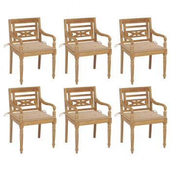 ARDEBO.de - Batavia-Stühle mit Kissen 6 Stk. Massivholz Teak