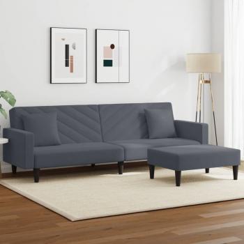 ARDEBO.de - 2-tlg. Sofagarnitur mit Kissen Dunkelgrau Samt