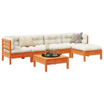 ARDEBO.de - 6-tlg. Garten-Sofagarnitur mit Kissen Wachsbraun Kiefernholz