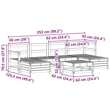 7-tlg. Garten-Sofagarnitur Kiefernholz Imprägniert
