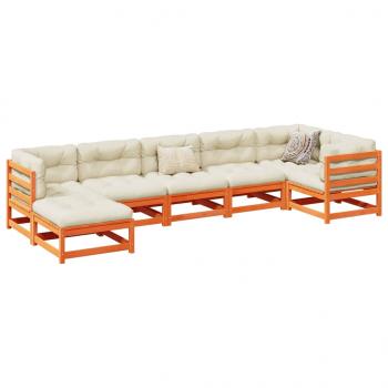 ARDEBO.de - 7-tlg. Garten-Sofagarnitur Wachsbraun Massivholz Kiefer