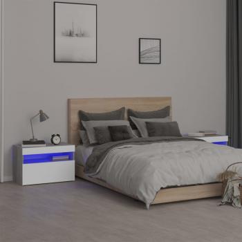 ARDEBO.de - Nachttische 2 Stk. mit LED-Leuchten Grau Sonoma 60x35x40 cm