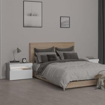 Nachttische 2 Stk. mit LED-Leuchten Grau Sonoma 60x35x40 cm