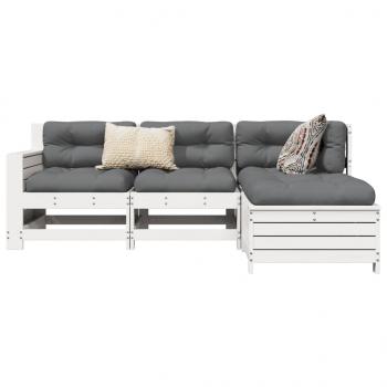 ARDEBO.de - 4-tlg. Garten-Sofagarnitur Weiß Massivholz Kiefer