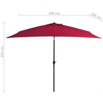 Sonnenschirm mit Metall-Mast 300 x 200 cm Bordeauxrot