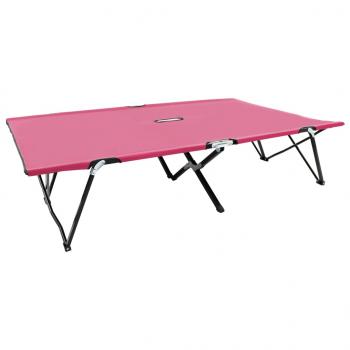 ARDEBO.de - Doppelliege Klappbar Rosa Stahl