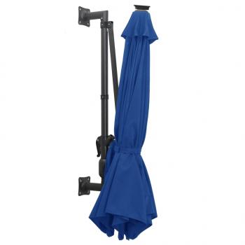 Sonnenschirm Wandmontage mit LEDs Metallmast 300 cm Blau