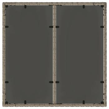 Gartentisch mit Glasplatte Grau 90x90x75 cm Poly Rattan