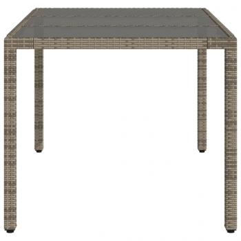 Gartentisch mit Glasplatte Grau 150x90x75 cm Poly Rattan