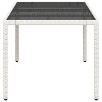 Gartentisch mit Glasplatte Weiß 190x90x75 cm Poly Rattan