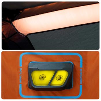 Familienzelt mit LED 6 Personen Hellgrau Orange Quick Release