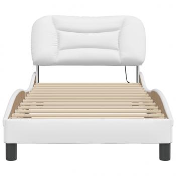 Bettgestell mit LED Weiß 90x190 cm Kunstleder