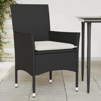 ARDEBO.de - Gartenstühle mit Kissen 2 Stk. Schwarz Poly Rattan