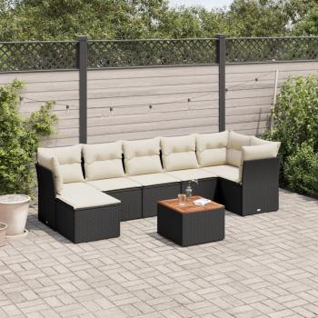 ARDEBO.de - 8-tlg. Garten-Sofagarnitur mit Kissen Schwarz Poly Rattan