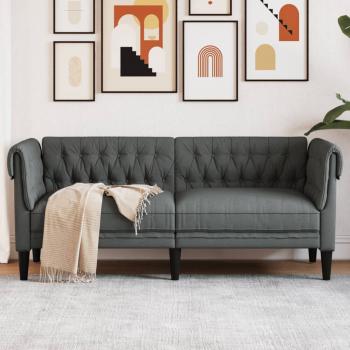 ARDEBO.de - Chesterfield-Sofa 2-Sitzer Dunkelgrau Stoff