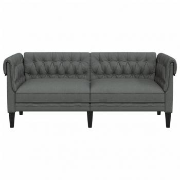 Chesterfield-Sofa 2-Sitzer Dunkelgrau Stoff