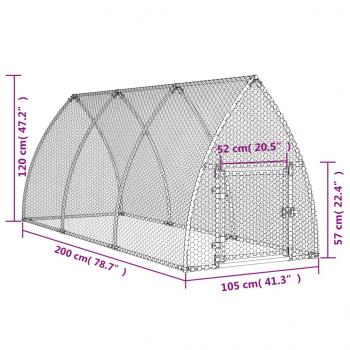 Hühnerkäfig Silbern 300x105x120 cm Verzinkter Stahl