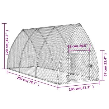 Hühnerkäfig Silbern 300x105x120 cm Verzinkter Stahl