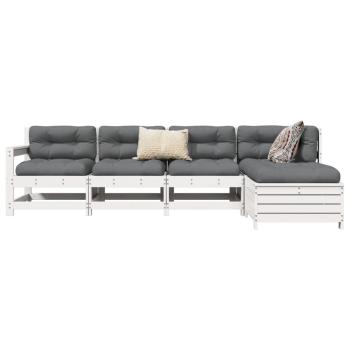 ARDEBO.de - 5-tlg. Garten-Sofagarnitur Weiß Massivholz Kiefer