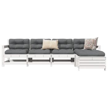 ARDEBO.de - 5-tlg. Garten-Sofagarnitur Weiß Massivholz Kiefer
