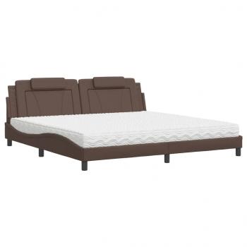 Bett mit Matratze Braun 200x200 cm Kunstleder