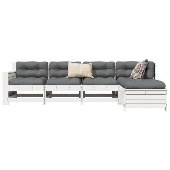 ARDEBO.de - 5-tlg. Garten-Sofagarnitur Weiß Massivholz Kiefer