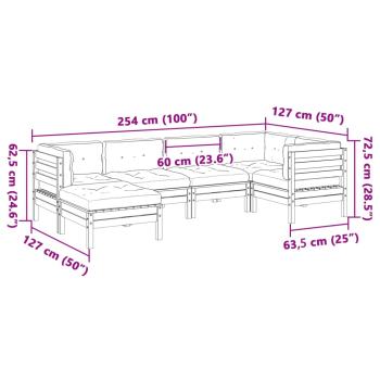 6-tlg. Garten-Sofagarnitur mit Kissen Kiefernholz Imprägniert