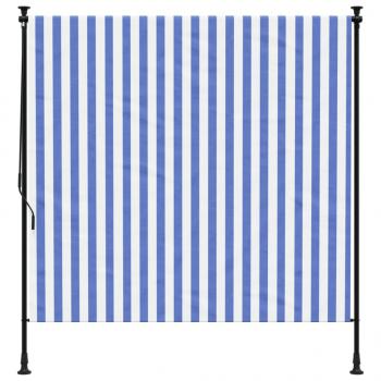 Außenrollo Blau und Weiß 150x270 cm Stoff und Stahl