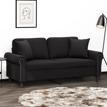 ARDEBO.de - 2-Sitzer-Sofa mit Zierkissen Schwarz 140 cm Samt