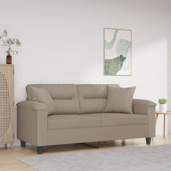 ARDEBO.de - 2-Sitzer-Sofa mit Kissen Taupe 140 cm Mikrofasergewebe