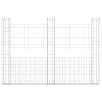 Gabionenkorb U-Form mit 3 Säulen Eisen 260x20x200 cm