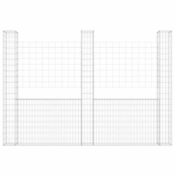 Gabionenkorb U-Form mit 3 Säulen Eisen 260x20x200 cm