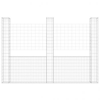 Gabionenkorb U-Form mit 3 Säulen Eisen 260x20x200 cm