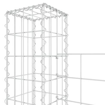 Gabionenkorb U-Form mit 3 Säulen Eisen 260x20x200 cm