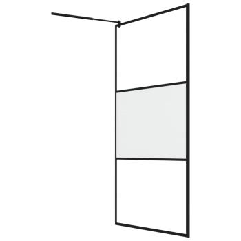 Duschwand für Walk-In Dusche 115x195 cm ESG Mattiert Schwarz