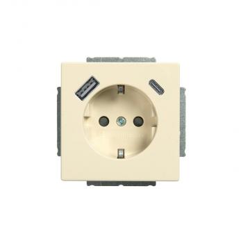 ARDEBO.de Busch-Jaeger 20 EUCB2USBAC-82 SCHUKO® USB-Steckdose, A/C future® linear, Elefenbeinweiß (2CKA002011A6302)