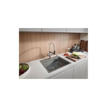 Blanco Etagon 6-F Granitspüle, mit Ablauffernbedienug, mit Zubehör, SILIGRANIT, schwarz (527674)