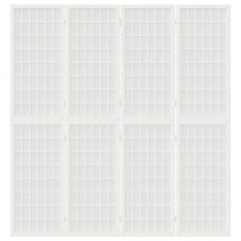 4-tlg. Paravent Japanischer Stil Faltbar 160x170 cm Weiß