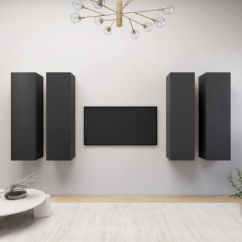 ARDEBO.de - TV-Schränke 4 Stk. Grau 30,5x30x110 cm Holzwerkstoff