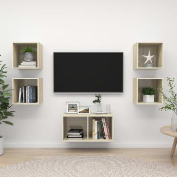 ARDEBO.de - 5-tlg. TV-Schrank-Set Sonoma-Eiche Holzwerkstoff