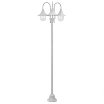 ARDEBO.de - Garten-Pollerleuchte E27 220 cm Aluminium 3-Laterne Weiß 