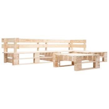 4-tlg. Garten-Paletten-Sofagarnitur Holz Natur