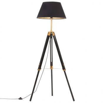 ARDEBO.de - Stativlampe Schwarz und Golden Teak Massivholz 141 cm