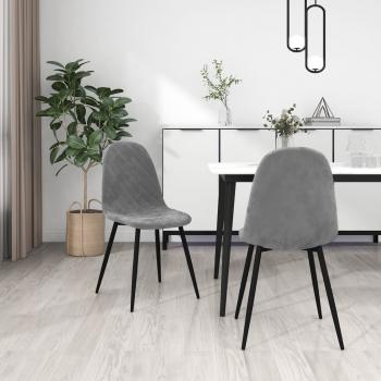 ARDEBO.de - Esszimmerstühle 2 Stk. Hellgrau Samt