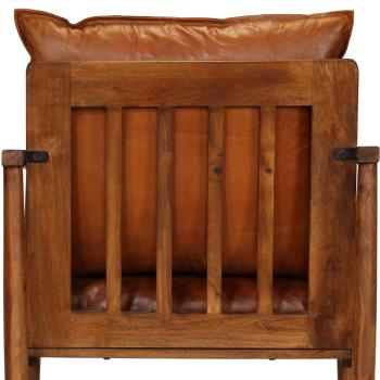 Sessel Braun Echtleder mit Akazienholz  