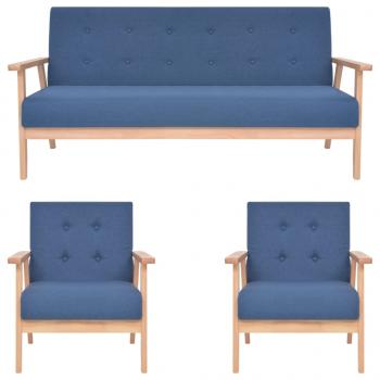 ARDEBO.de - 3-tlg. Sofagarnitur Stoff Blau