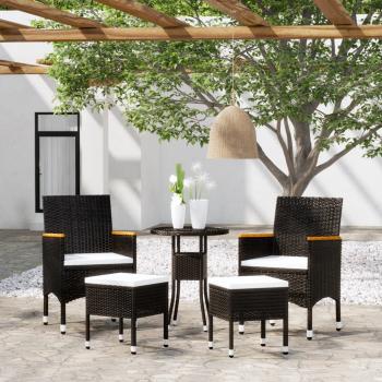 ARDEBO.de - 5-tlg. Garten-Lounge-Set Poly Rattan Schwarz