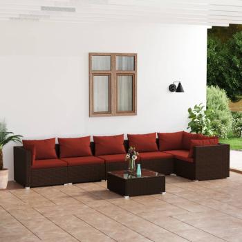 ARDEBO.de - 7-tlg. Garten-Lounge-Set mit Kissen Poly Rattan Braun